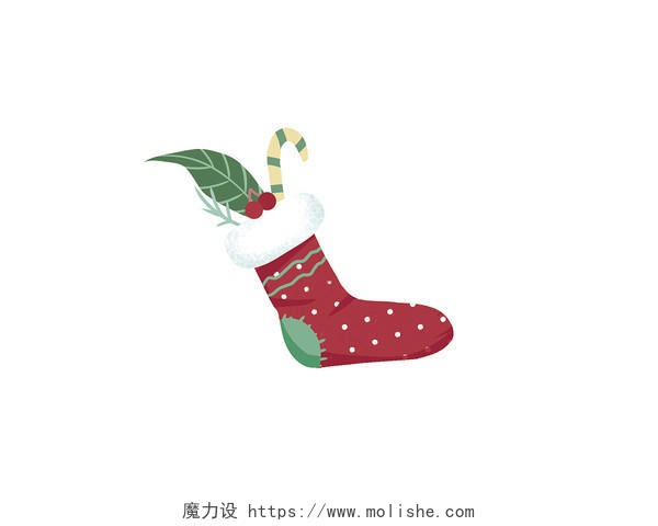 圣诞袜子樱桃元素可爱手绘糖果元素